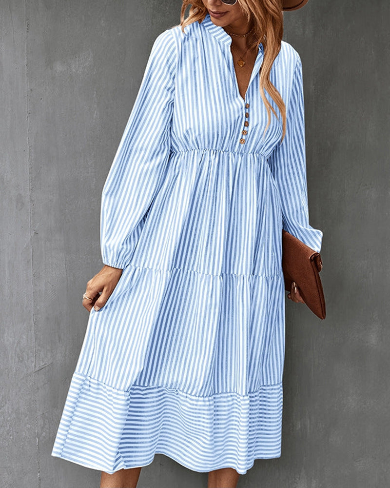 Jurk met lange mouwen en streepjesprint