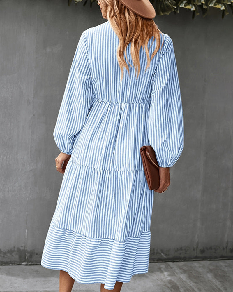 Jurk met lange mouwen en streepjesprint