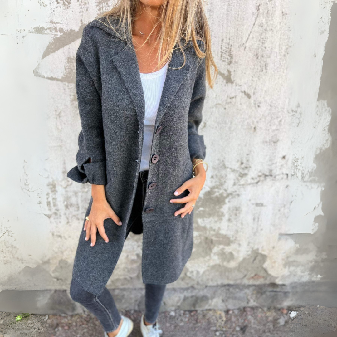 Rozanne | Lange Jas met Knopen