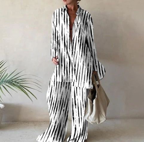 Tweedelige set met patroon | Blouse en broek