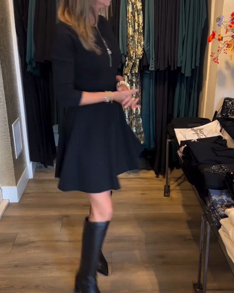 Irene™ Elegante jurk in één kleur met ritssluiting