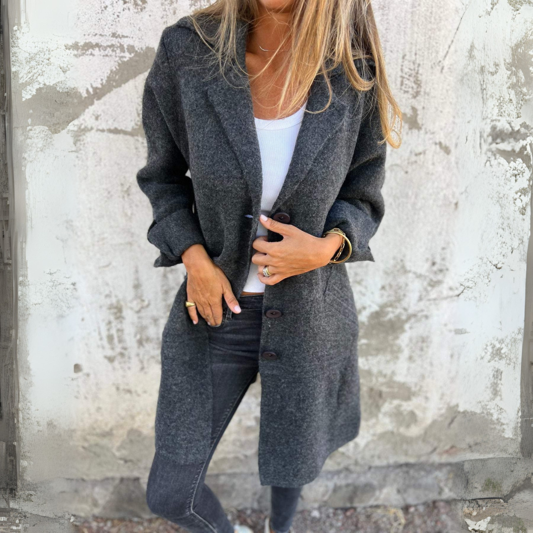 Rozanne | Lange Jas met Knopen